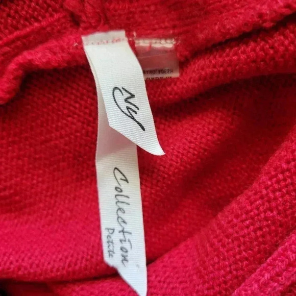 NY Collection Petite Sweater XL Women's Red Pullover Cowl Neck Fringe - Picture 4 of 4